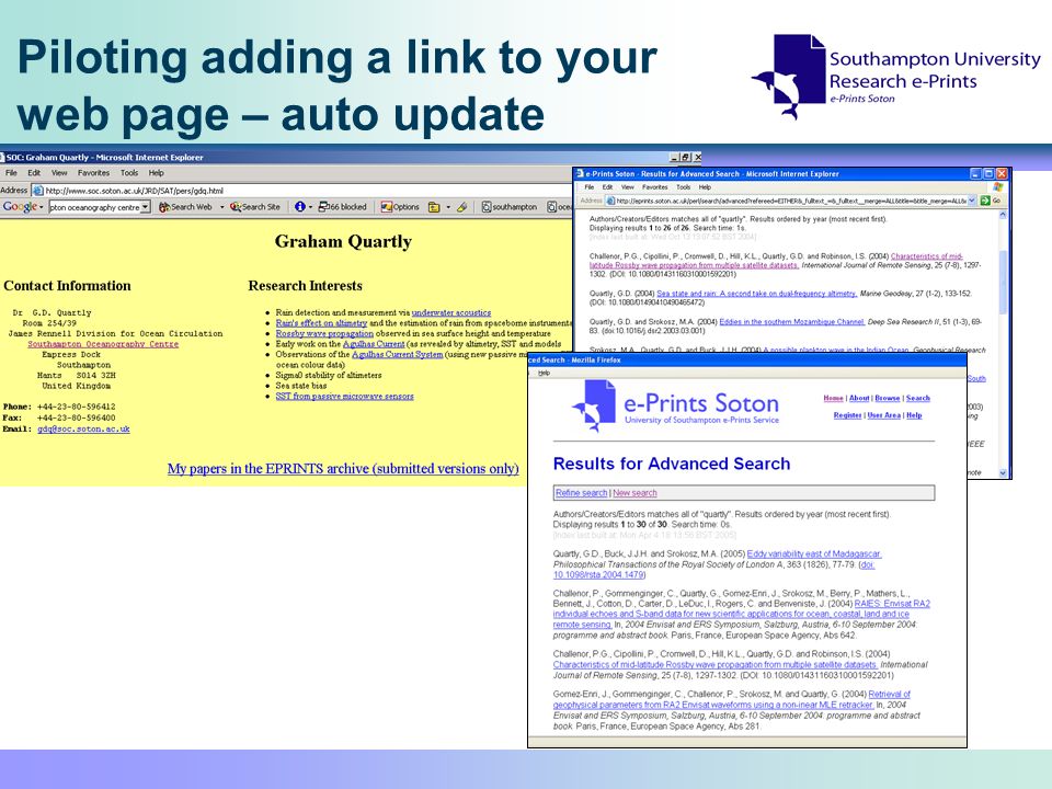 Piloting adding a link to your web page – auto update