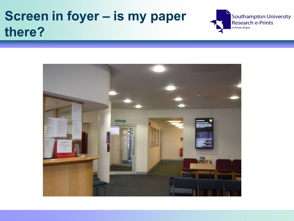 Screen in foyer – is my paper there