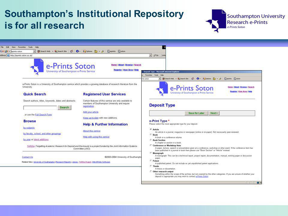 Southamptons Institutional Repository is for all research