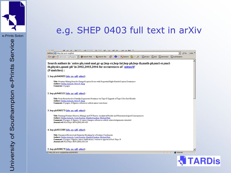 e.g. SHEP 0403 full text in arXiv