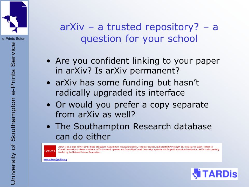 arXiv – a trusted repository.