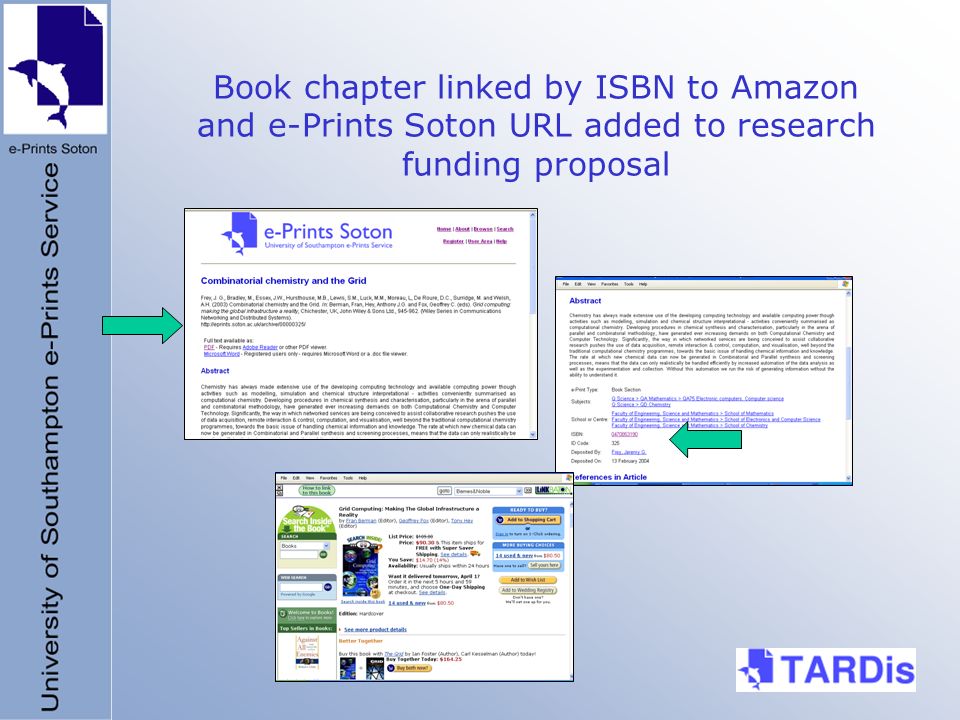 Book chapter linked by ISBN to Amazon and e-Prints Soton URL added to research funding proposal