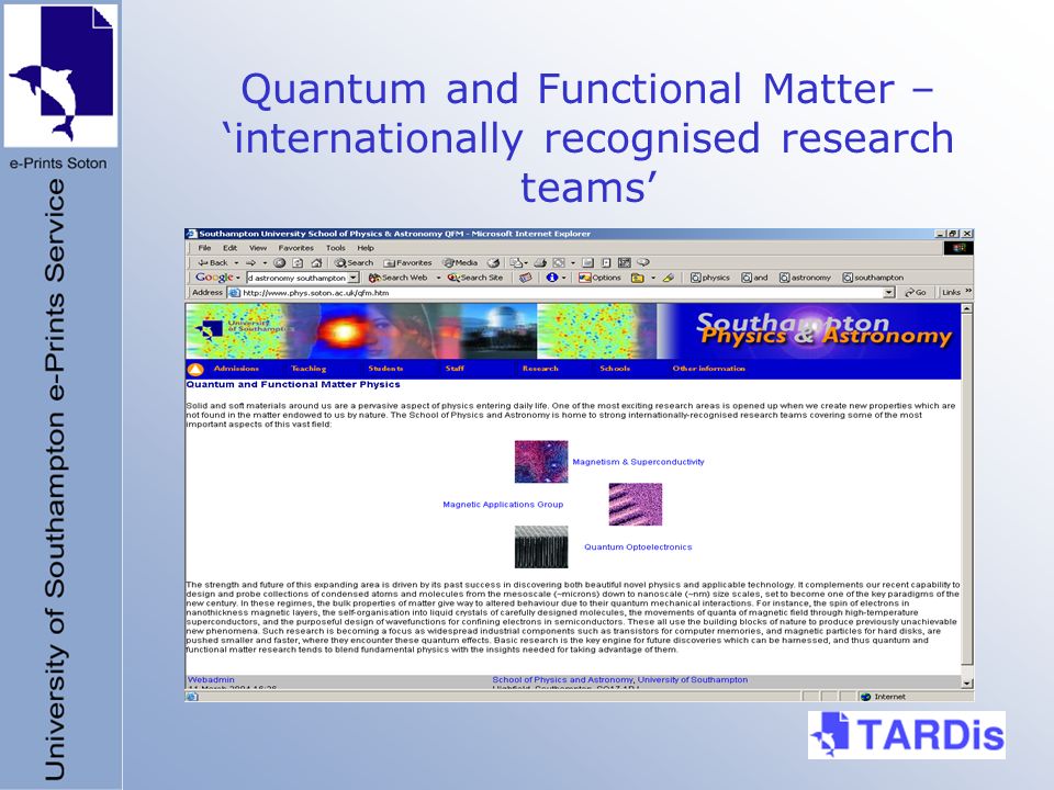 Quantum and Functional Matter – internationally recognised research teams