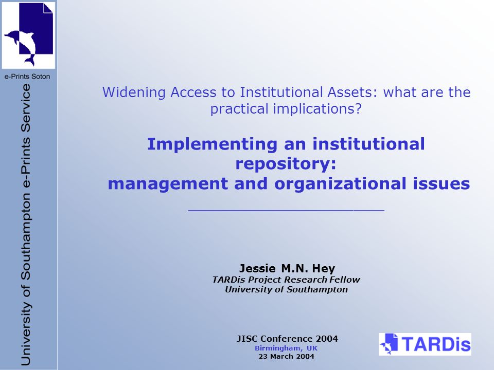 Widening Access to Institutional Assets: what are the practical implications.