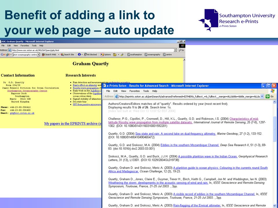 Benefit of adding a link to your web page – auto update