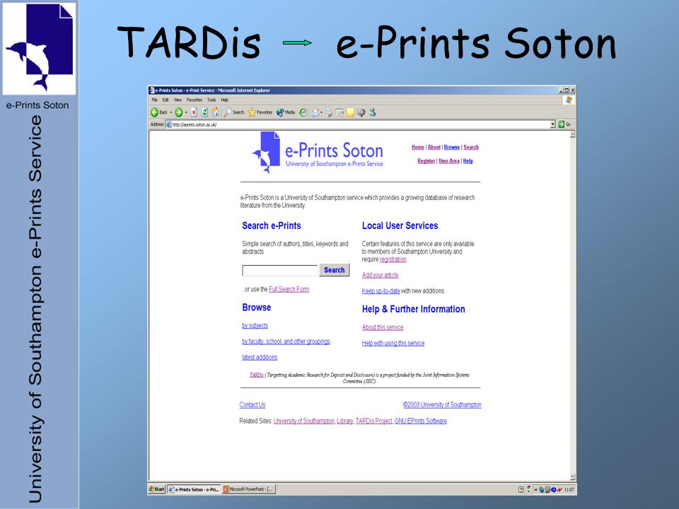 TARDis e-Prints Soton