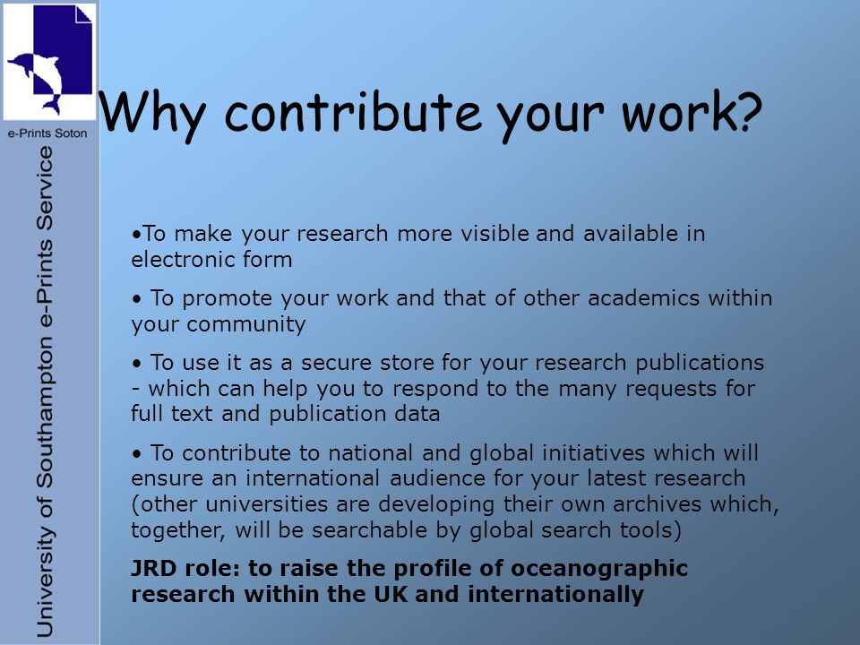 Why contribute your work.