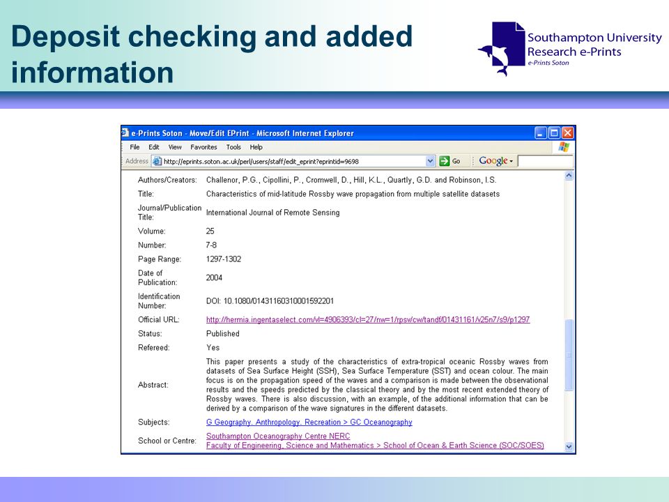 Deposit checking and added information
