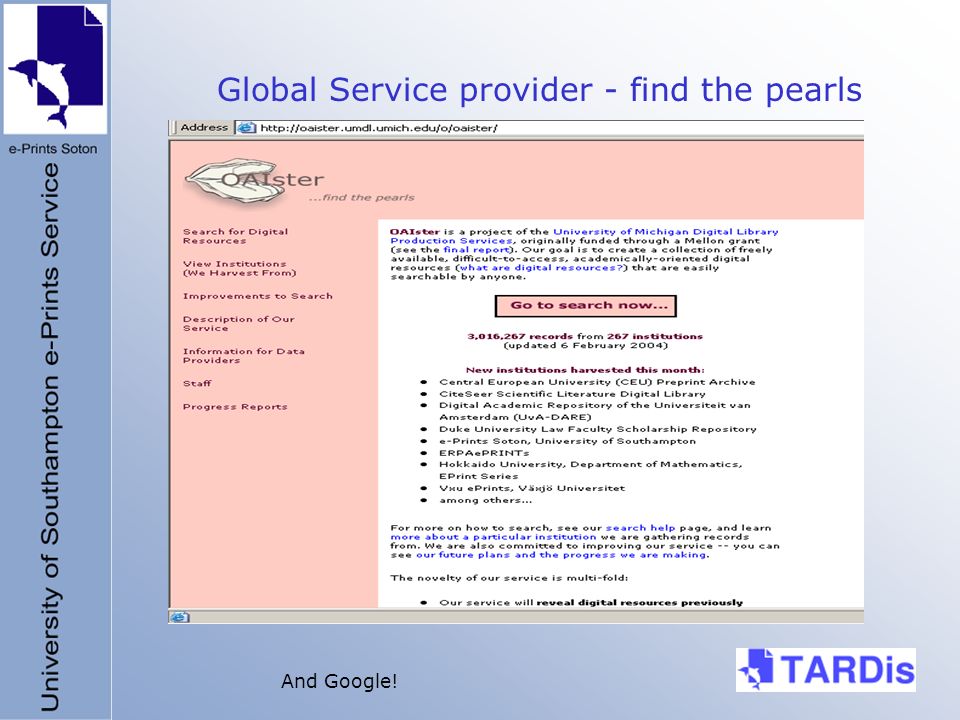 Global Service provider - find the pearls And Google!