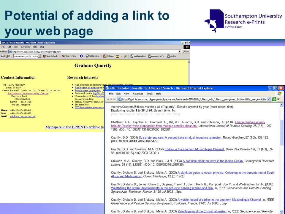Potential of adding a link to your web page