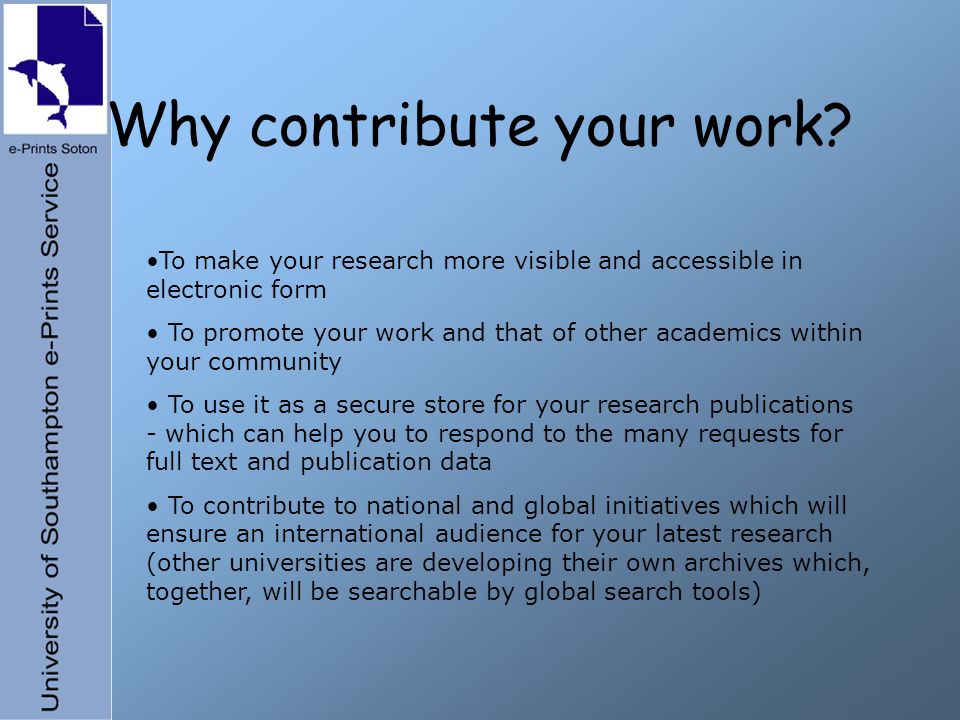 Why contribute your work.