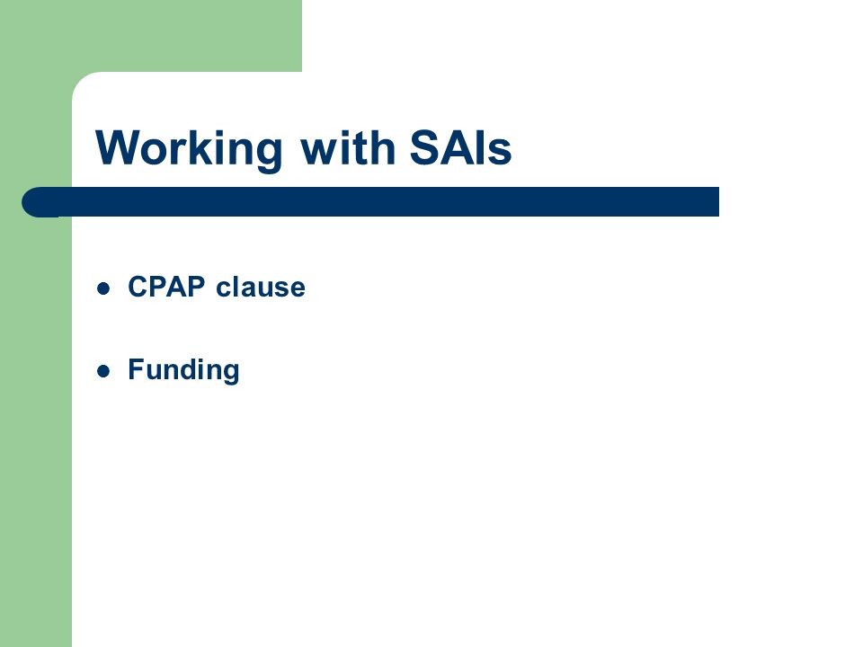 Working with SAIs CPAP clause Funding