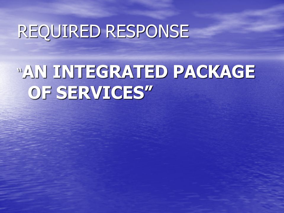 REQUIRED RESPONSE AN INTEGRATED PACKAGE OF SERVICES AN INTEGRATED PACKAGE OF SERVICES