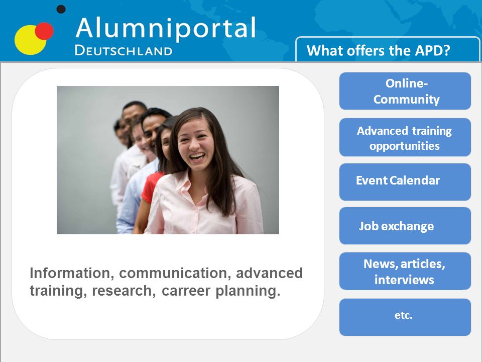 www.alumniportal-deutschland.org What offers the APD.