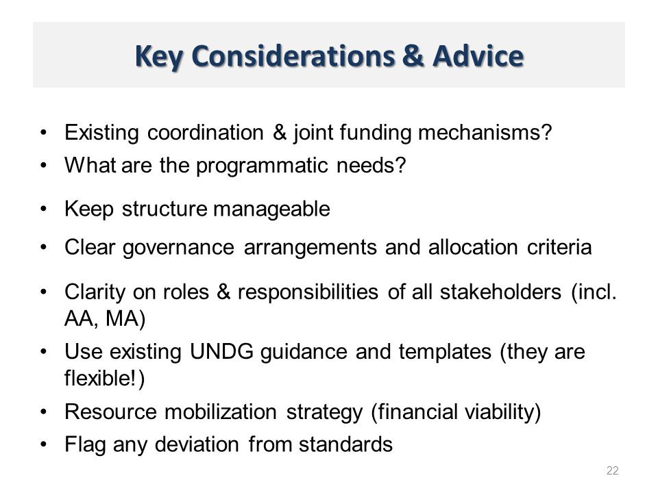 Key Considerations & Advice Existing coordination & joint funding mechanisms.