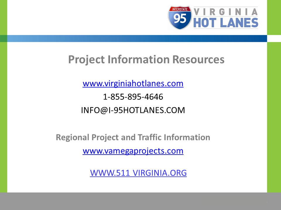 The Title Would be Placed Here Regional Project and Traffic Information VIRGINIA.ORG Project Information Resources