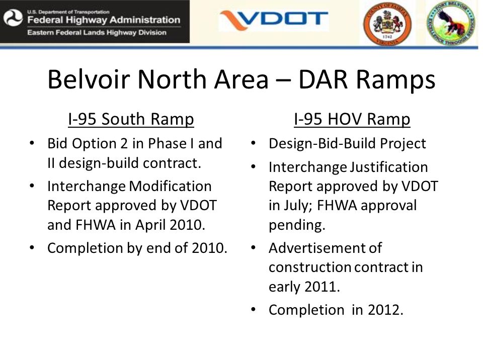I-95 South Ramp Bid Option 2 in Phase I and II design-build contract.