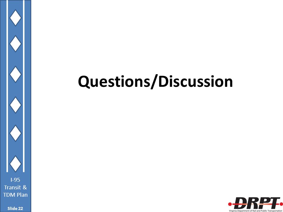 I-95 Transit & TDM Plan Questions/Discussion Slide 22