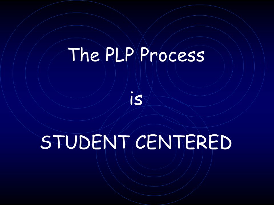 The PLP Process is STUDENT CENTERED