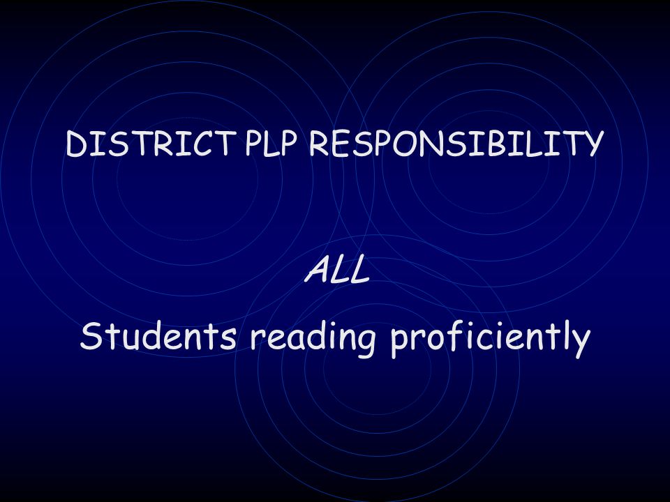 DISTRICT PLP RESPONSIBILITY ALL Students reading proficiently
