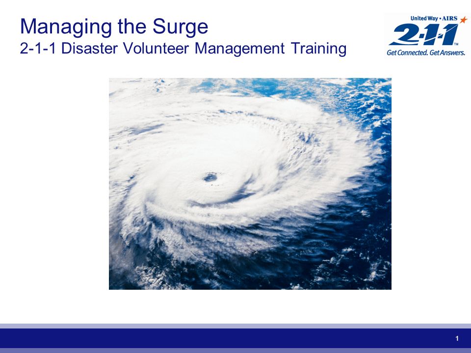 1 Managing the Surge Disaster Volunteer Management Training