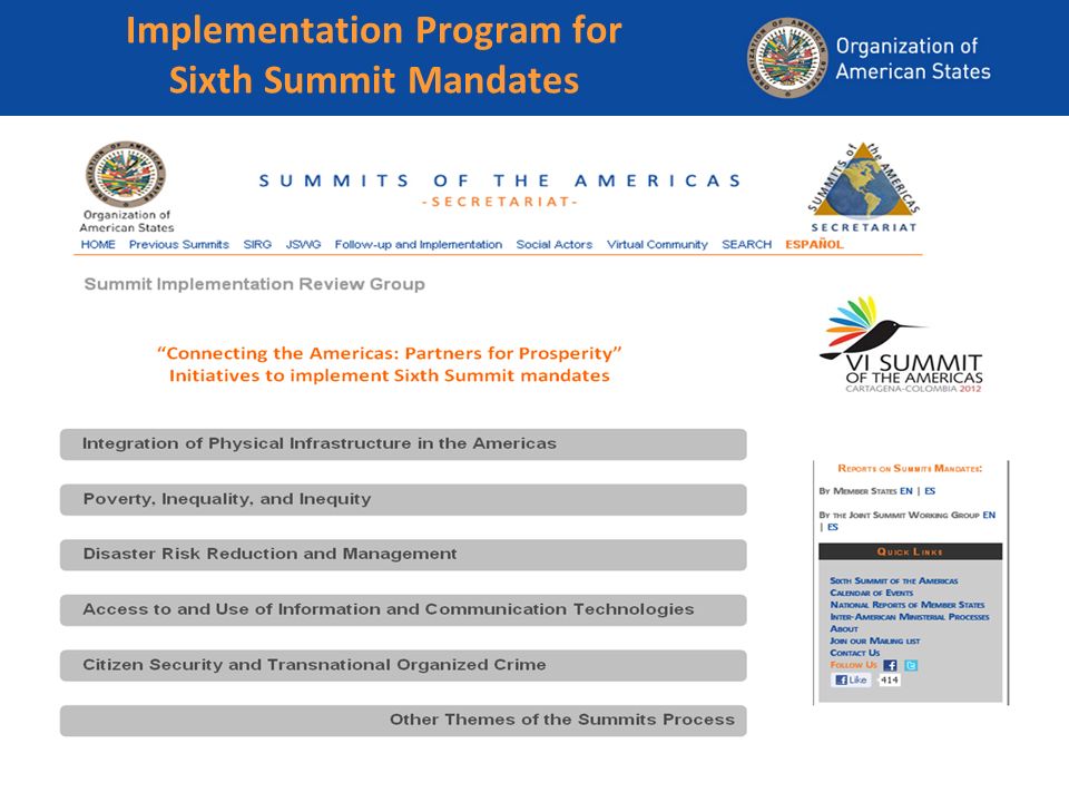 Implementation Program for Sixth Summit Mandates