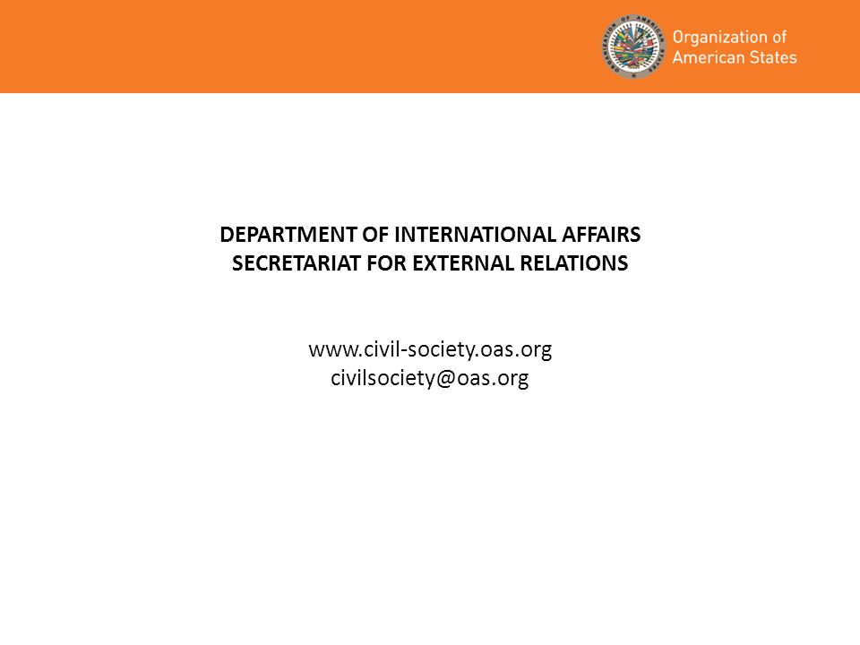 DEPARTMENT OF INTERNATIONAL AFFAIRS SECRETARIAT FOR EXTERNAL RELATIONS