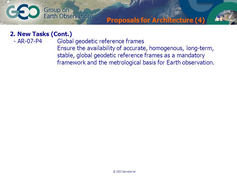 © GEO Secretariat Proposals for Architecture (4) 2.