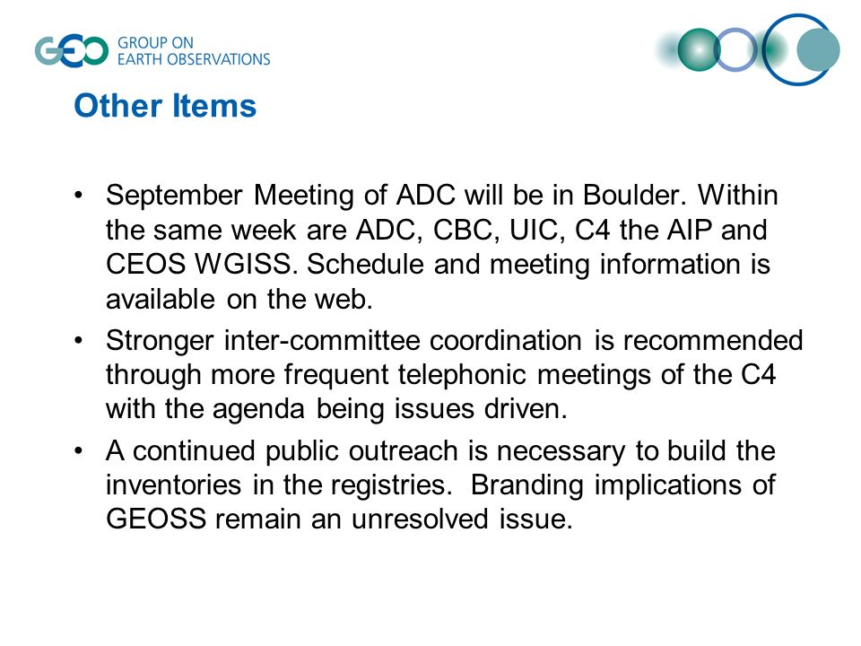 Other Items September Meeting of ADC will be in Boulder.