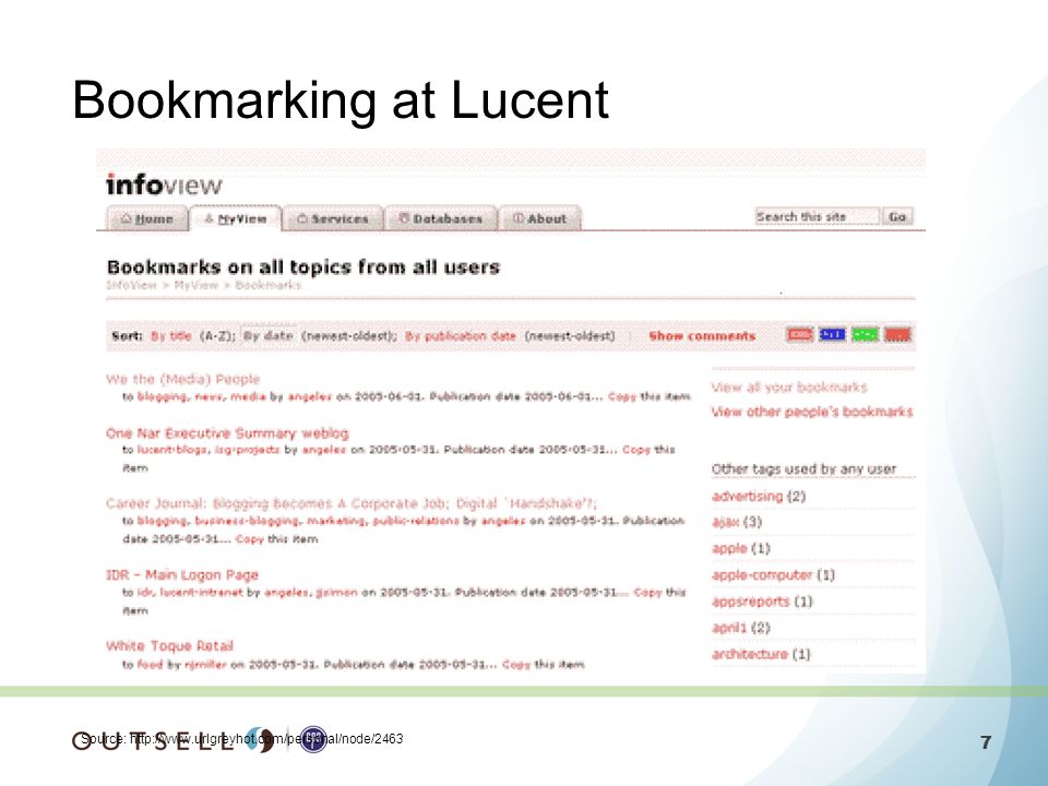 7 7 Bookmarking at Lucent Source: