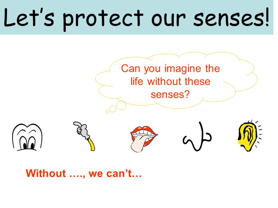 Lets protect our senses! Can you imagine the life without these senses Without …., we cant…