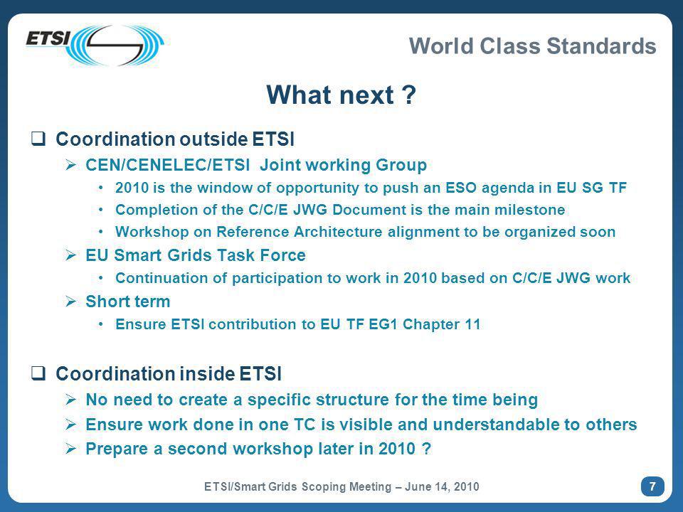 World Class Standards What next .
