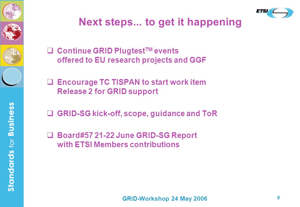GRID-Workshop 24 May Next steps...