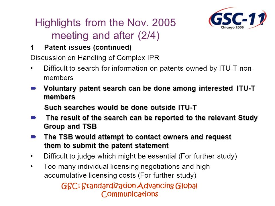 GSC: Standardization Advancing Global Communications Highlights from the Nov.