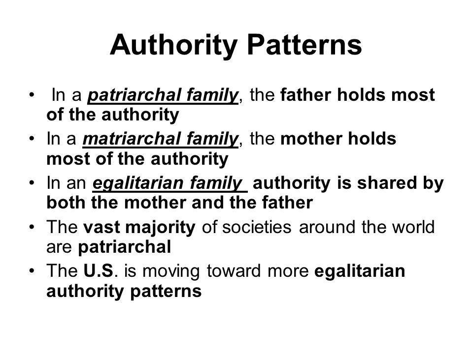 Patterns of Residence Patrilocality is when the newly married couple is expected to live with or near the husbands parents.