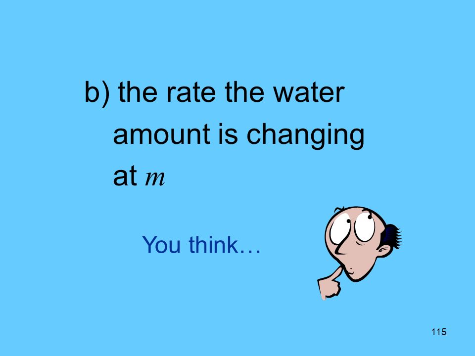 115 You think… b) the rate the water amount is changing at m
