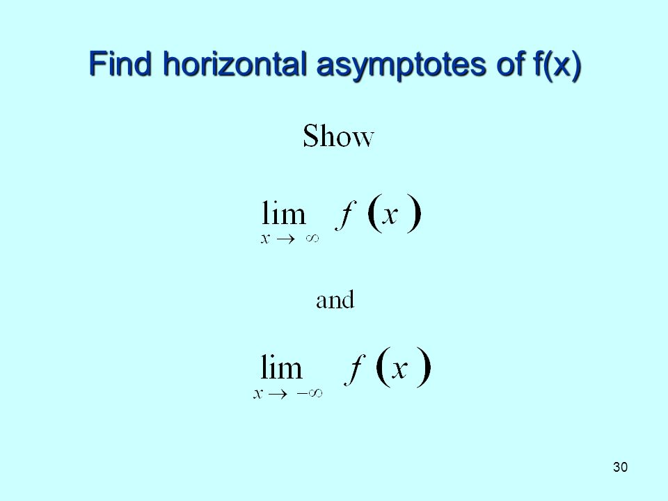 30 Find horizontal asymptotes of f(x)