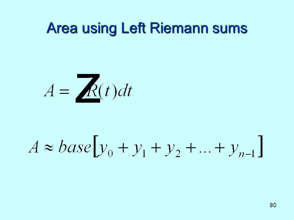 80 Area using Left Riemann sums