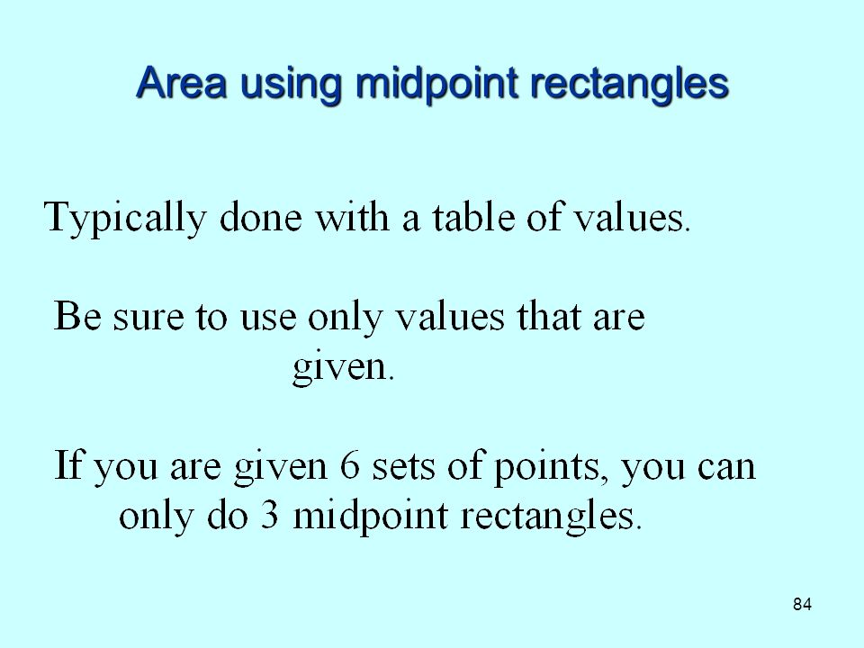84 Area using midpoint rectangles
