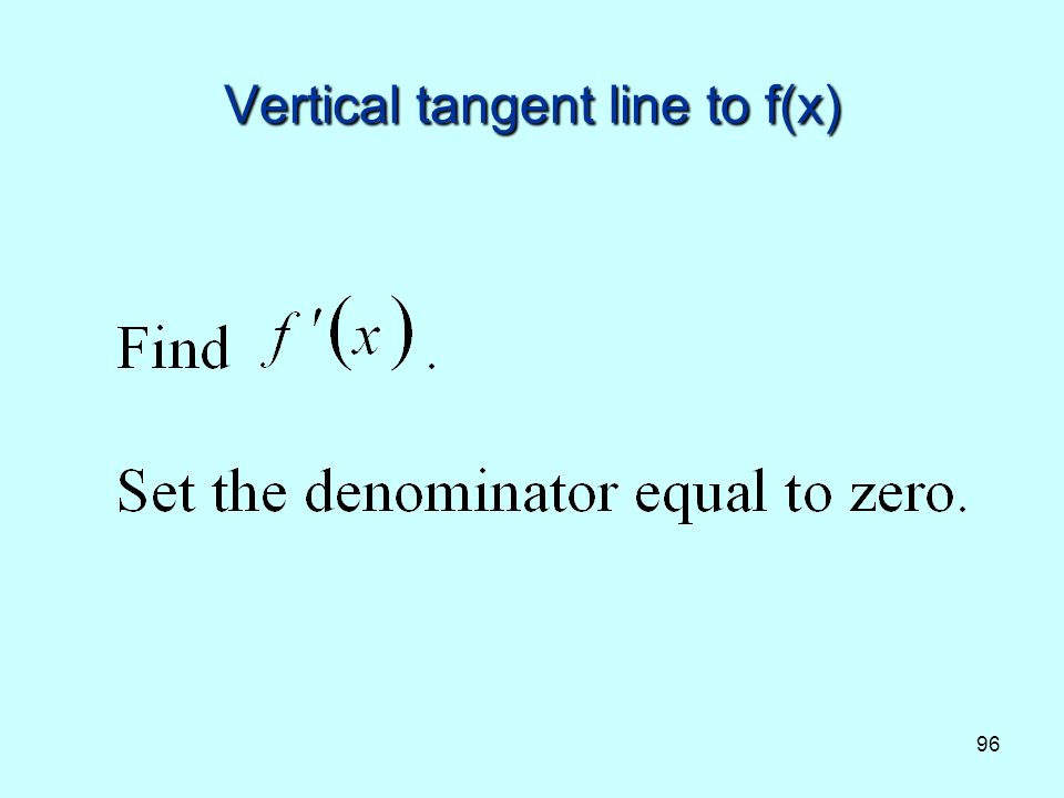 96 Vertical tangent line to f(x)
