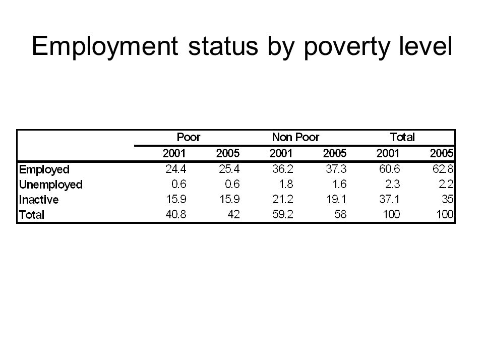 Employment status by poverty level