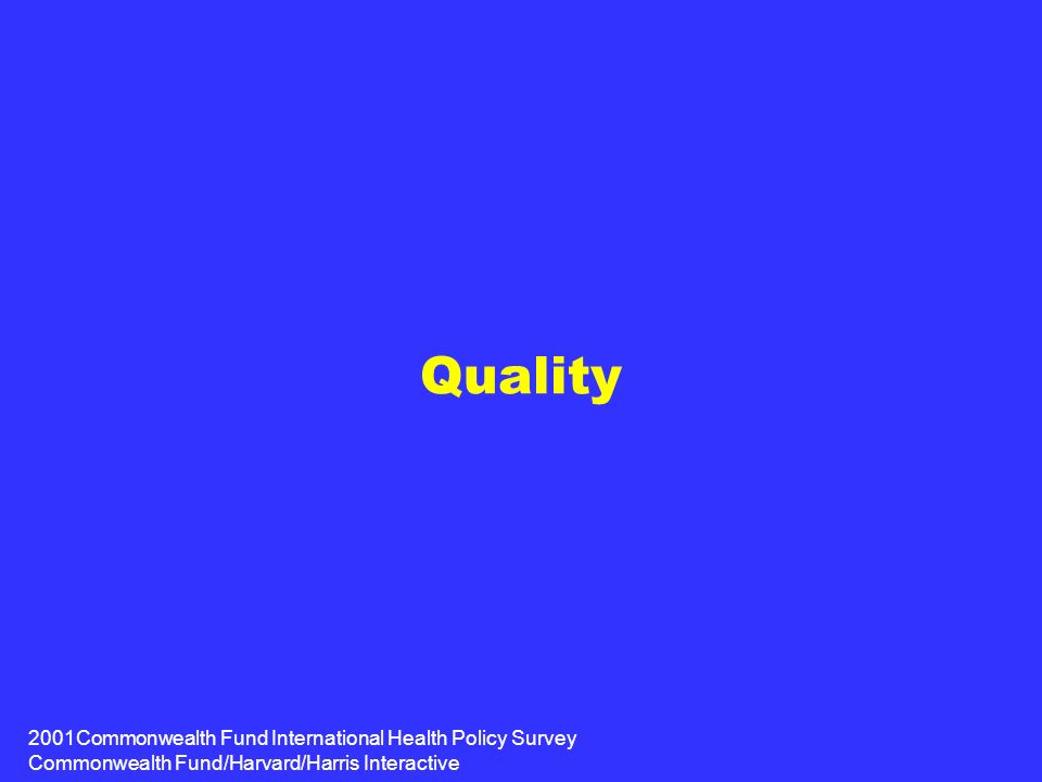 2001Commonwealth Fund International Health Policy Survey Commonwealth Fund/Harvard/Harris Interactive Quality