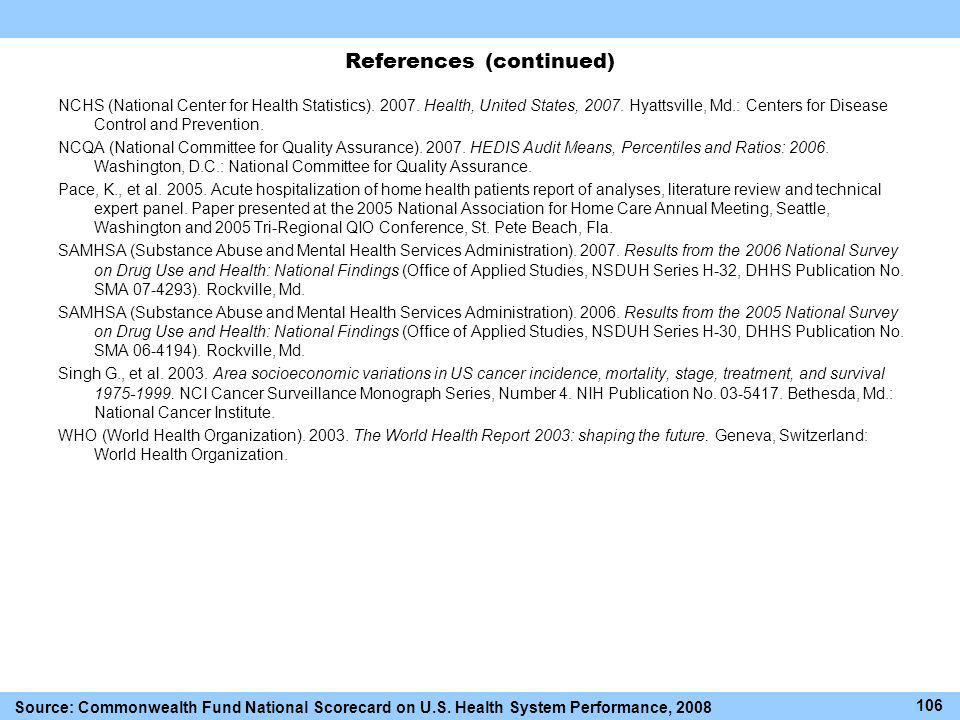 References (continued) NCHS (National Center for Health Statistics).