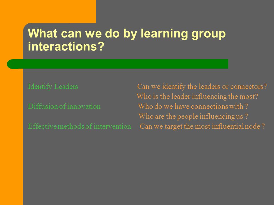 What can we do by learning group interactions.