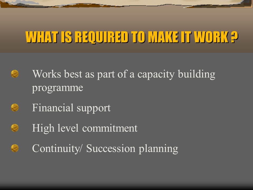 WHAT IS REQUIRED TO MAKE IT WORK .
