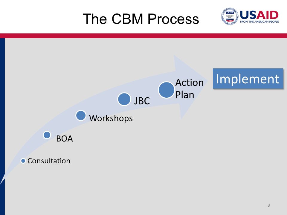 The CBM Process 8 Consultation BOA Workshops JBC Action Plan Implement