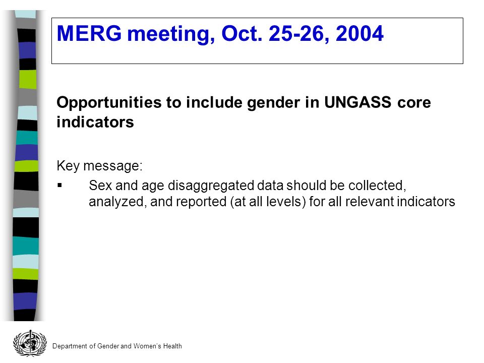 Department of Gender and Womens Health MERG meeting, Oct.
