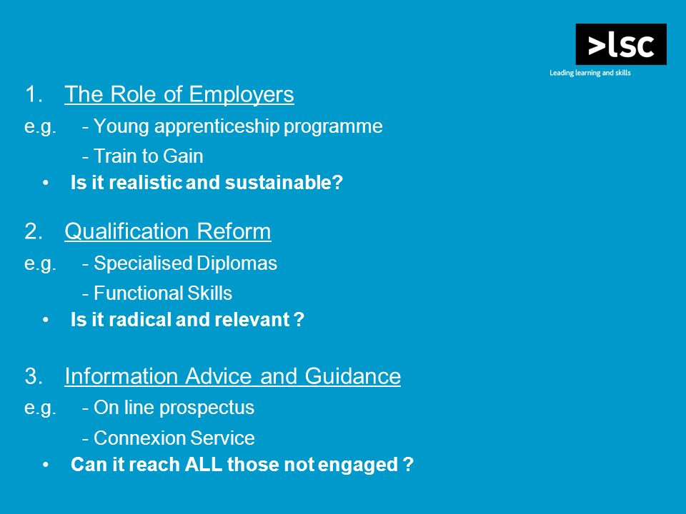 1.The Role of Employers e.g.