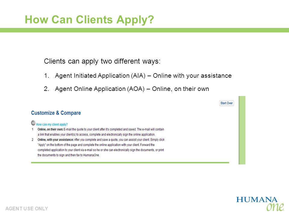AGENT USE ONLY How Can Clients Apply.