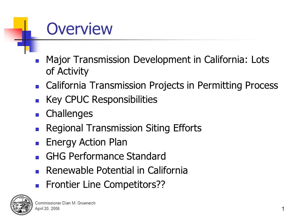 CPUC Vision for Transmission Planning in the West Dian M.